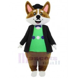 Thoughtful Dog Butler Mascot Costume Animal in Formal Suit