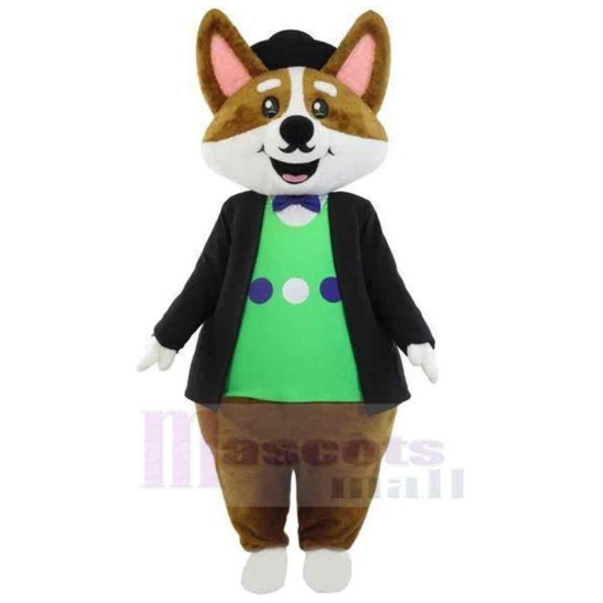 Thoughtful Dog Butler Mascot Costume Animal in Formal Suit