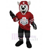 Chien de sport blanc Costume de mascotte Animal Club de hockey