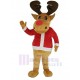 Renne Brun Costume de mascotte avec manteau rouge Noël Noël