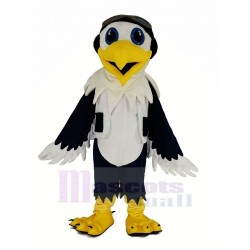 Aigle bleu et blanc Ace Pilote Oiseau Costume de mascotte avec gilet Animal