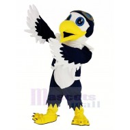 Aigle bleu et blanc Ace Pilote Oiseau Costume de mascotte avec gilet Animal