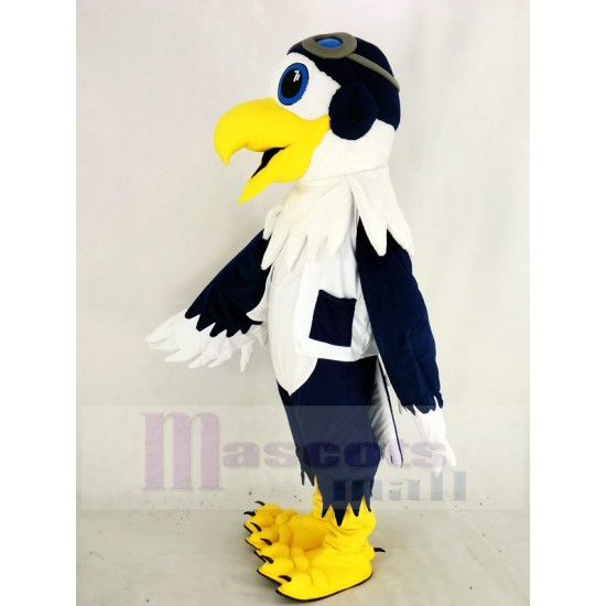 Blue and White Eagle Ace Pilot Bird Mascot Costume with Vest Animal