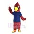 Oiseau cardinal rouge Costume de mascotte en T-shirt bleu foncé Animal