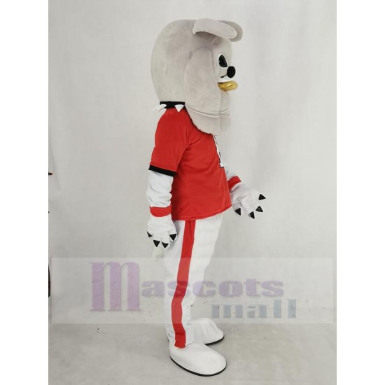 Bouledogue gris Costume de mascotte en T-shirt rouge Animal