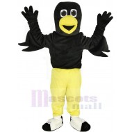 Pájaro cuervo negro Traje de la mascota con pantalones amarillos Animal