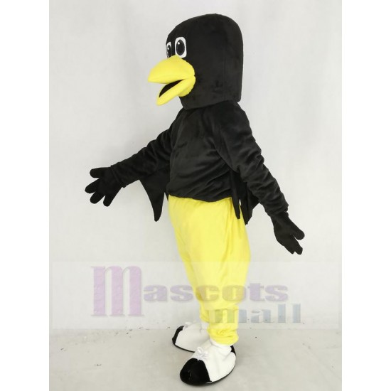 Black Raven Bird Mascot Costume with Yellow Pants Animal
