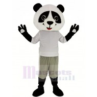 Panda sonriente Traje de la mascota en camiseta blanca Animal