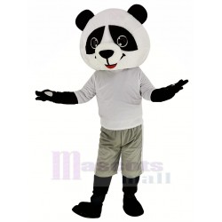 Panda sonriente Traje de la mascota en camiseta blanca Animal