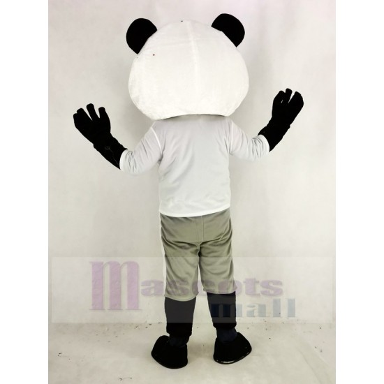 Smiling Panda Mascot Costume in White T-shirt Animal