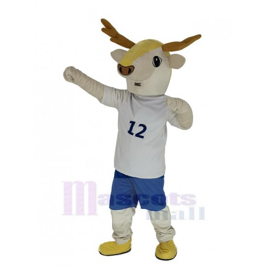 Deer Mascot Costume in White Clothes Animal