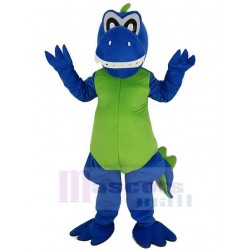 Dragon bleu souriant Costume de mascotte avec Ventre Vert Animal