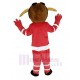 élan Costume de mascotte Joueur de hockey sur glace avec sweat rouge