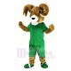 Deporte Carnero marrón Disfraz de mascota en camiseta verde Animal