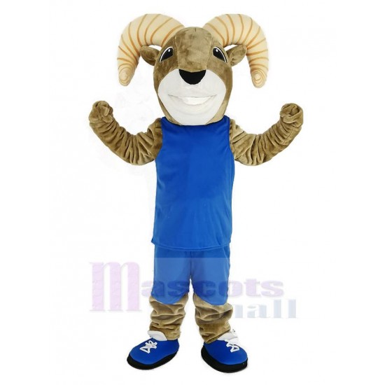 Pouvoir Bélier sportif Costume de mascotte en vêtements de sport bleus Animal