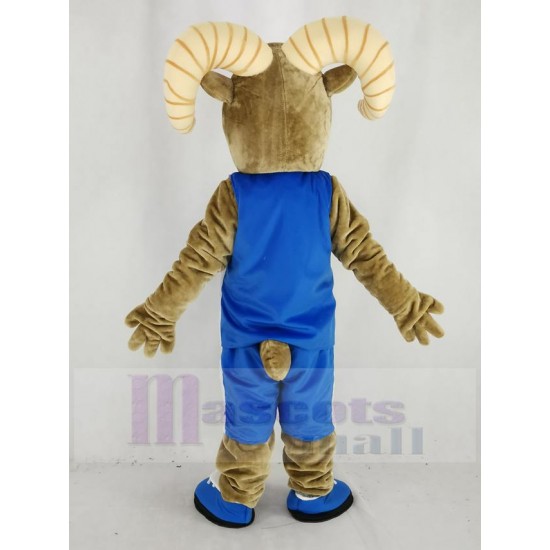 Power Sport Ram Mascot Costume in Blue Sportswear Animal