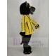 Schwarzer Panther Maskottchen Kostüm in gelb gestreifter Kleidung Tier