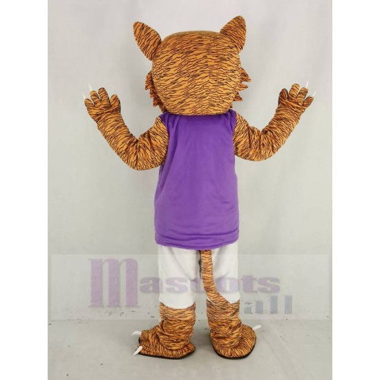 Wildcat Mascot Costume in Purple Vest Animal