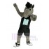 Poder gris Caballo mustang Disfraz de mascota en Ropa deportiva negra Animal