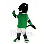 Black Horse Mascot Costume in Green Jersey Animal