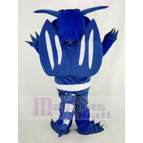 Fröhliches Blau Drachen mit Flügeln Maskottchen Kostüm Tier