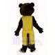 Pantera marrón oscuro Disfraz de mascota en Ropa deportiva amarilla Animal