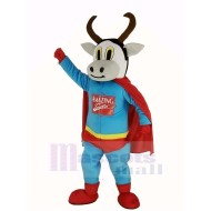Super Kuh Rinder Maskottchen Kostüm mit rotem Umhang Tier