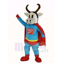 Super Cow Cattle Mascot Costume with Red Cloak Animal