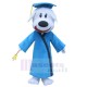 White Doctor Dog Mascot Costume Animal in Blue Coat