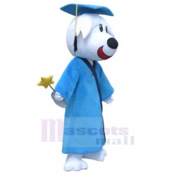 White Doctor Dog Mascot Costume Animal in Blue Coat