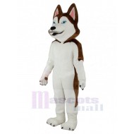 Marron et blanc Chien husky Costume de mascotte Animal