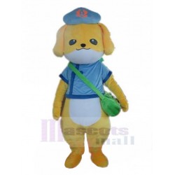 Yellow Dog Mascot Costume Animal with Green Bag