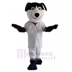 Black and White Dog Mascot Costume Animal with Blue Eyes