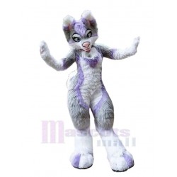 Slim Purple and Grey Husky Dog Mascot Costume Animal
