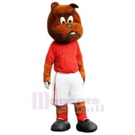 Fußball-Bulldogge Maskottchen Kostüm Tier im roten T-Shirt
