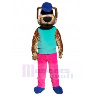 Perro marrón Disfraz de mascota Animal con pantalones rosas