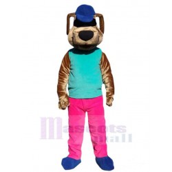 Brauner Hund Maskottchen Kostüm Tier mit rosa Hose