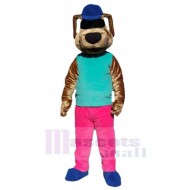Brown Dog Mascot Costume Animal with Pink Trousers