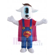 Superman Dog Mascot Costume Animal with Blue Rompers