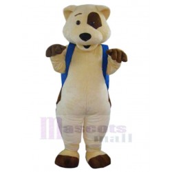 Light Brown Dog Mascot Costume Animal in Blue Clothes