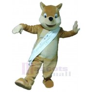 Brown Dog Wearing Ribbon Mascot Costume Animal