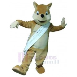 Brown Dog Wearing Ribbon Mascot Costume Animal