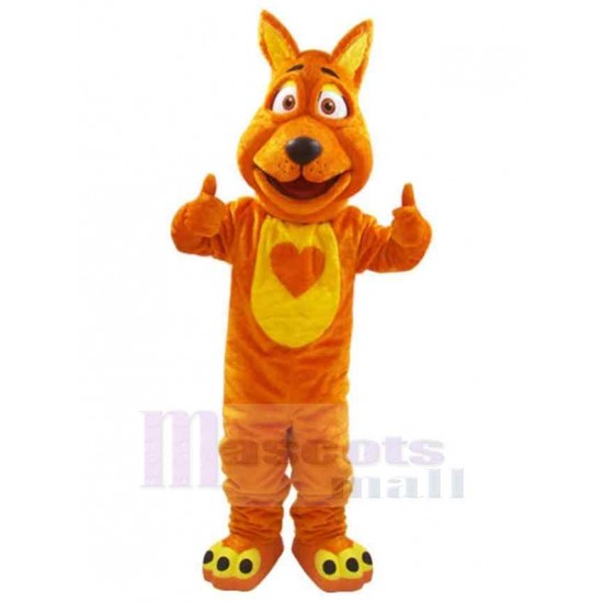 Orange glücklicher liebender Hund Maskottchen Kostüm Tier