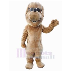 Cool lächelnder brauner Hund Maskottchen Kostüm Tier