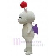 Cute Antenna White Dog Mascot Costume Cartoon Character