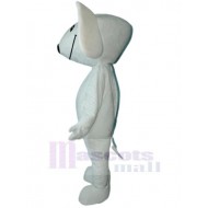 Comical White Dog Mascot Costume Animal with Big Ears