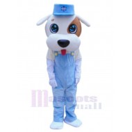 Süßer Hund Maskottchen Kostüm Tier mit blauem Hut