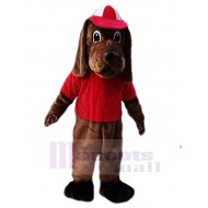 Brown Beagle Dog Mascot Costume Animal with Red T-shirt