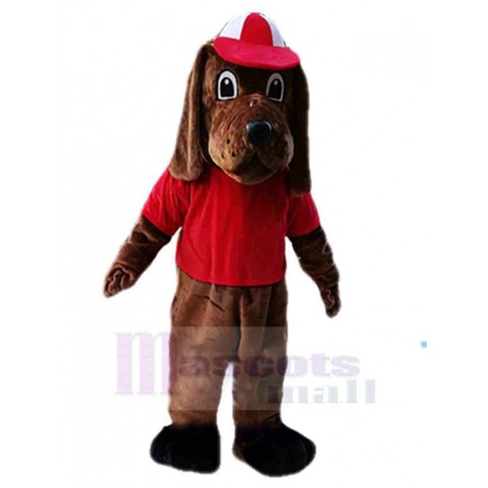 Brown Beagle Dog Mascot Costume Animal with Red T-shirt
