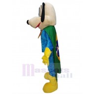 super Hund Maskottchen Kostüm Tier mit grünem Cape